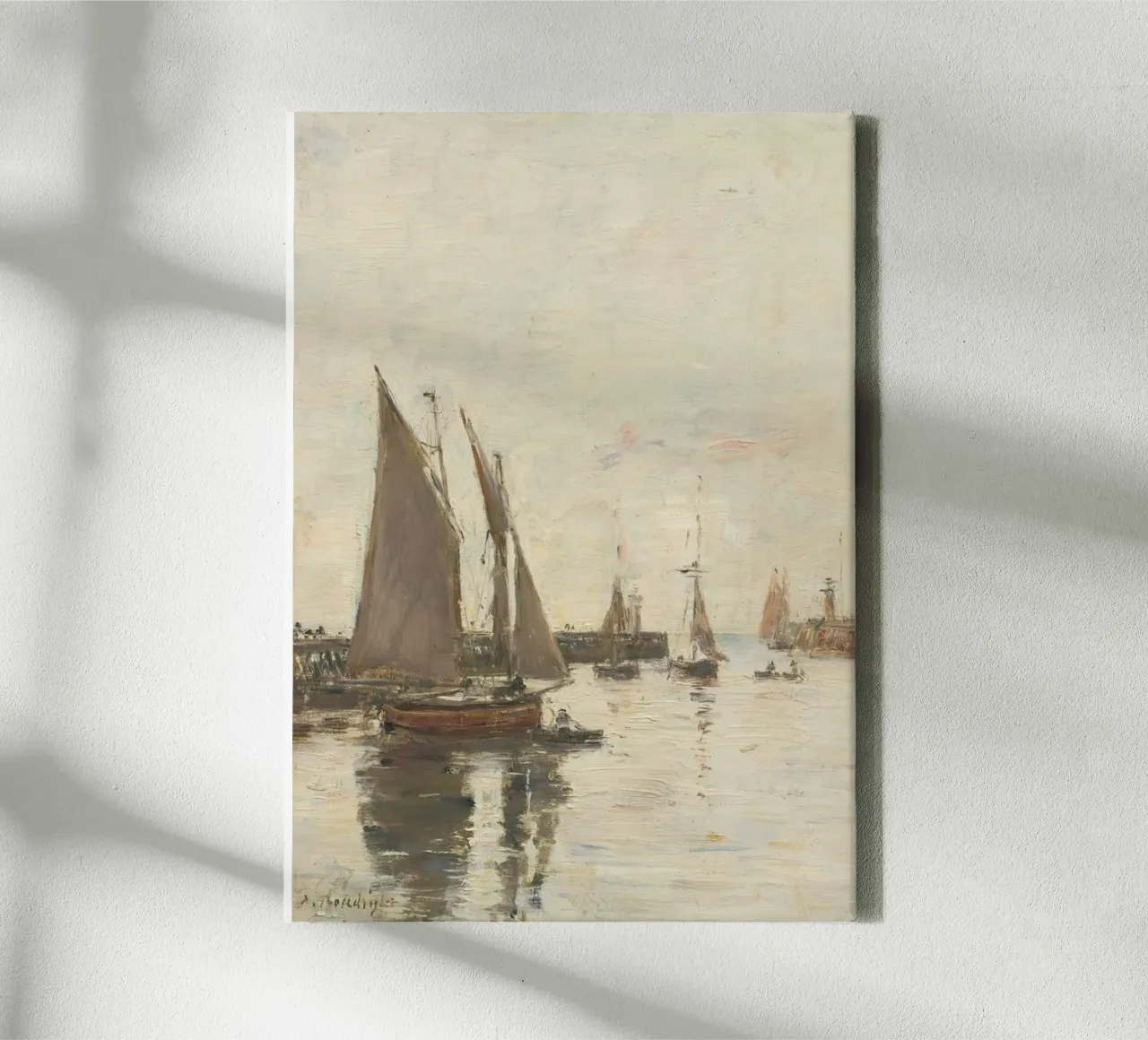 Eugène Boudin Zeegezicht: Havenboten bij zonsondergang canvas van ClubArt