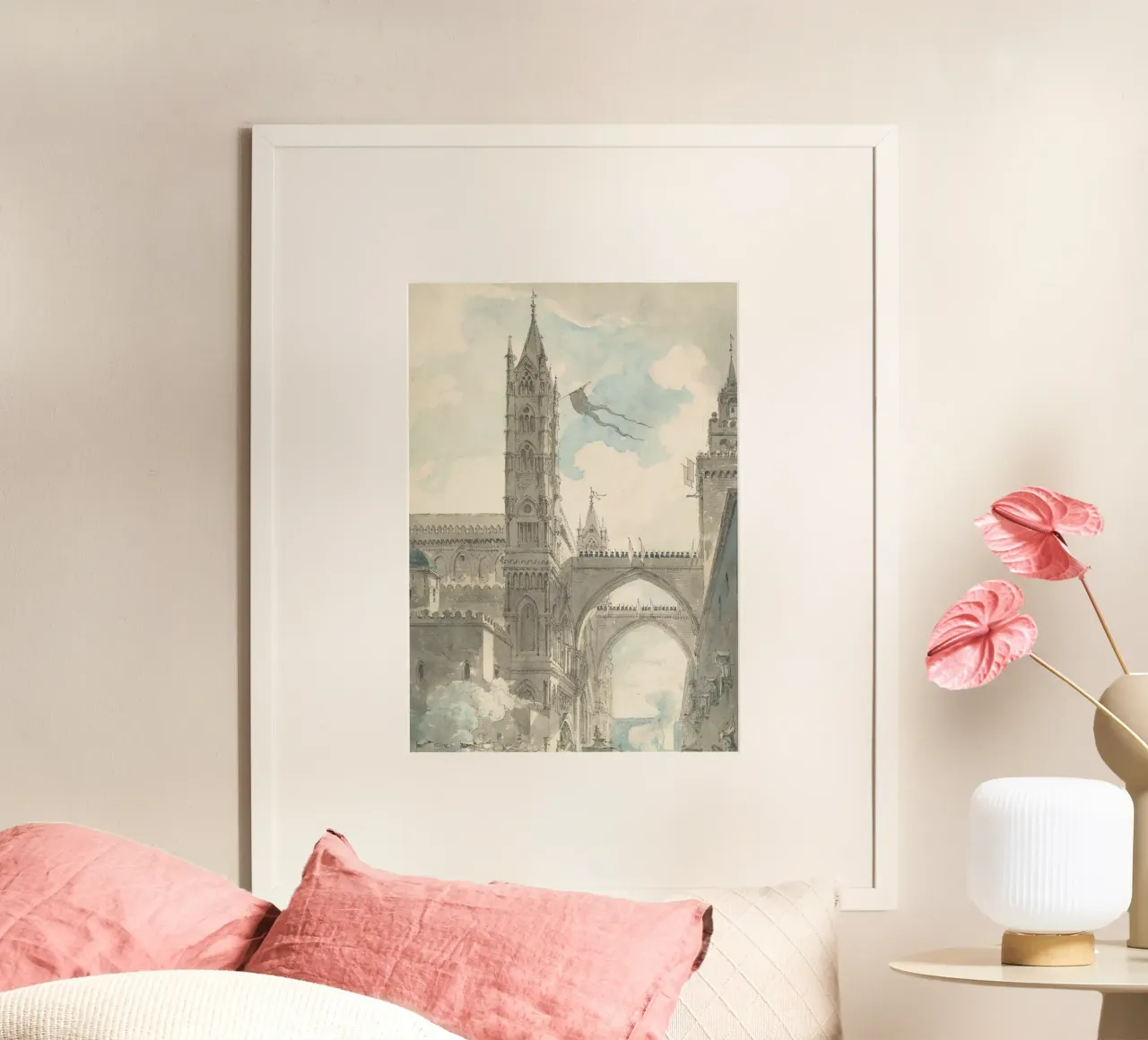 Palermo Cathedral: Gothic Architecture Watercolor Sketch poster by ClubArt