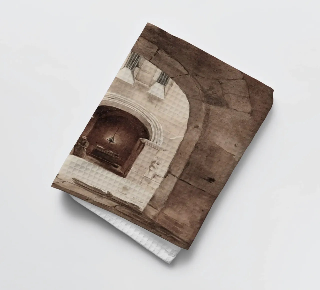 Vita monastica: Cortile ad arco con monaci che disegnano canovaccio da cucina da ClubArt