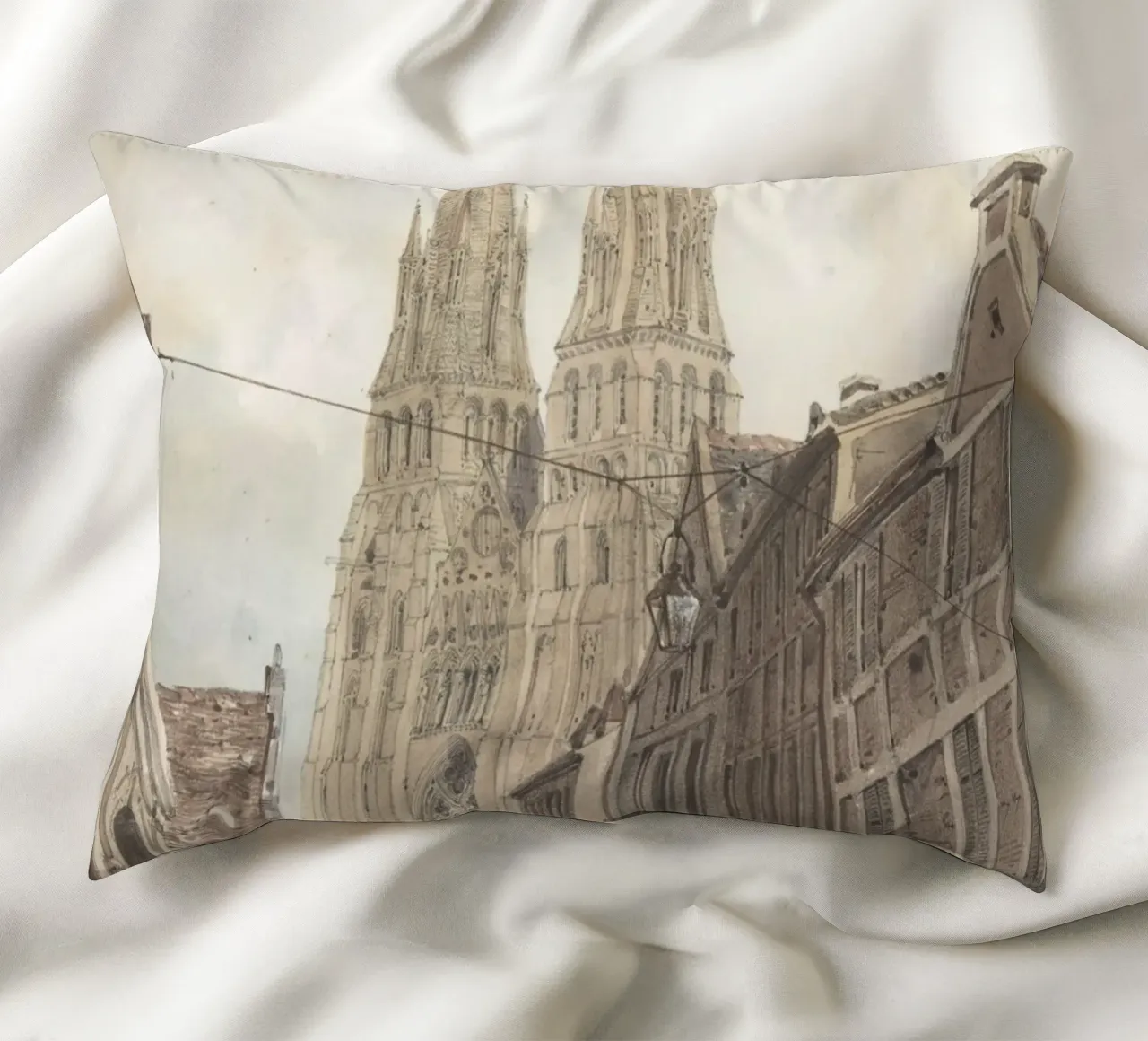 Thomas Boys: Cattedrale gotica francese Street View cuscino da ClubArt
