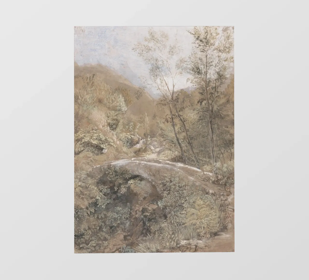 Paesaggio romantico: Ponte di pietra e vista sulla valle pellicola backlit da ClubArt