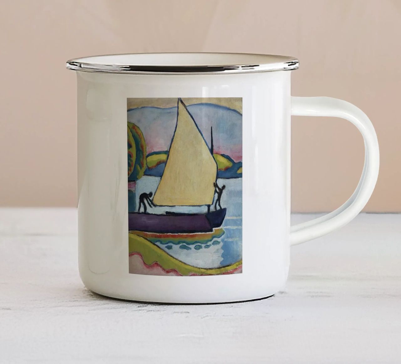 Preparazione all'imbarco su una barca a vela tazza in smalto da telek store