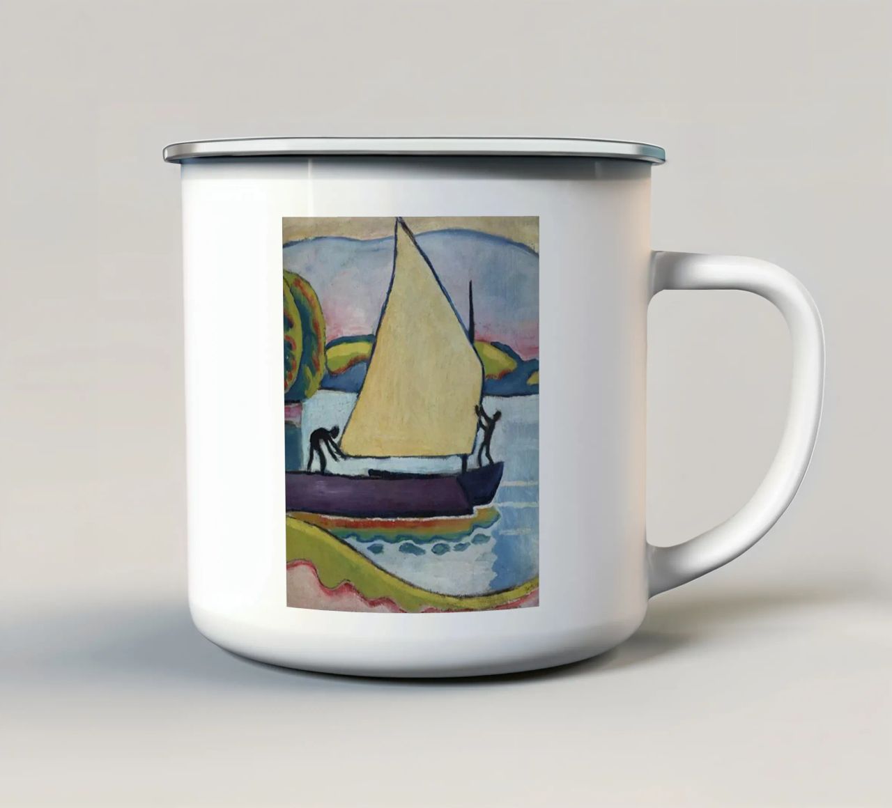 Preparazione all'imbarco su una barca a vela tazza in smalto da telek store