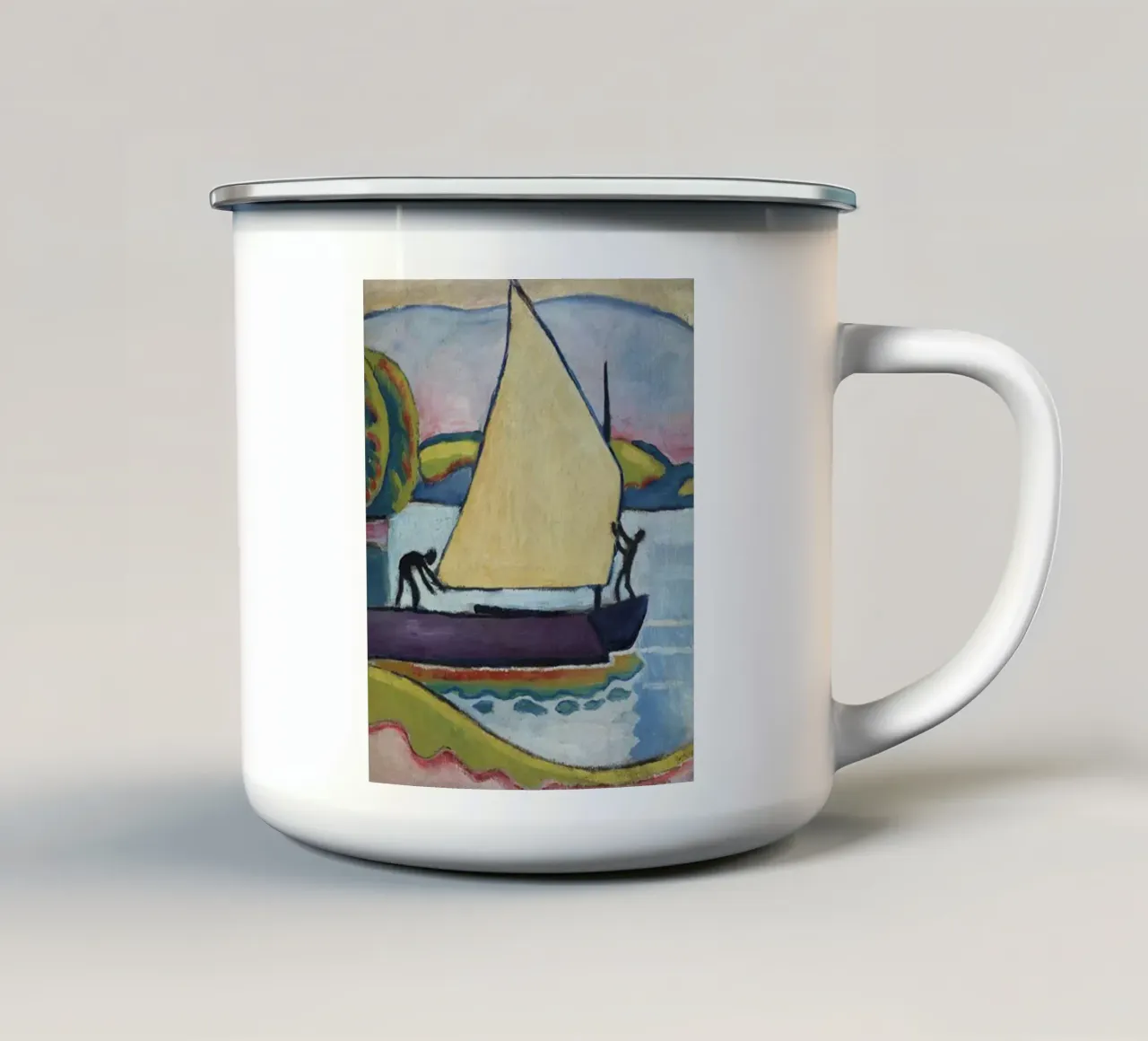 Preparazione all'imbarco su una barca a vela tazza in smalto da telek store