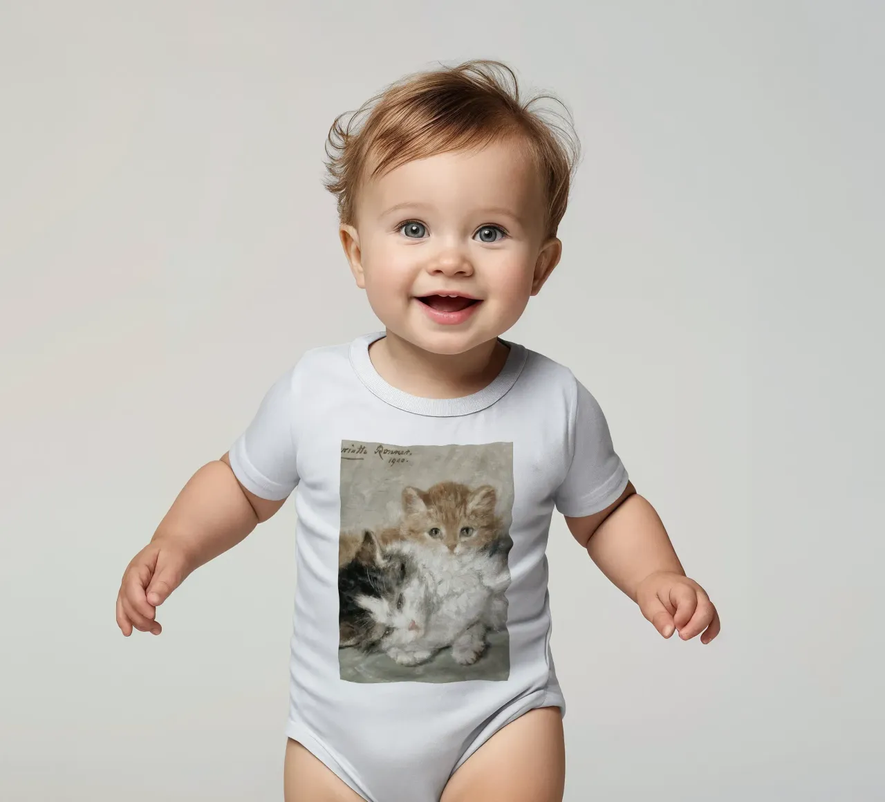 Henriette Ronner-Knip: Kuschelige Kätzchen (1900) Kunstdruck Kurzarm Babybody von ClubArt