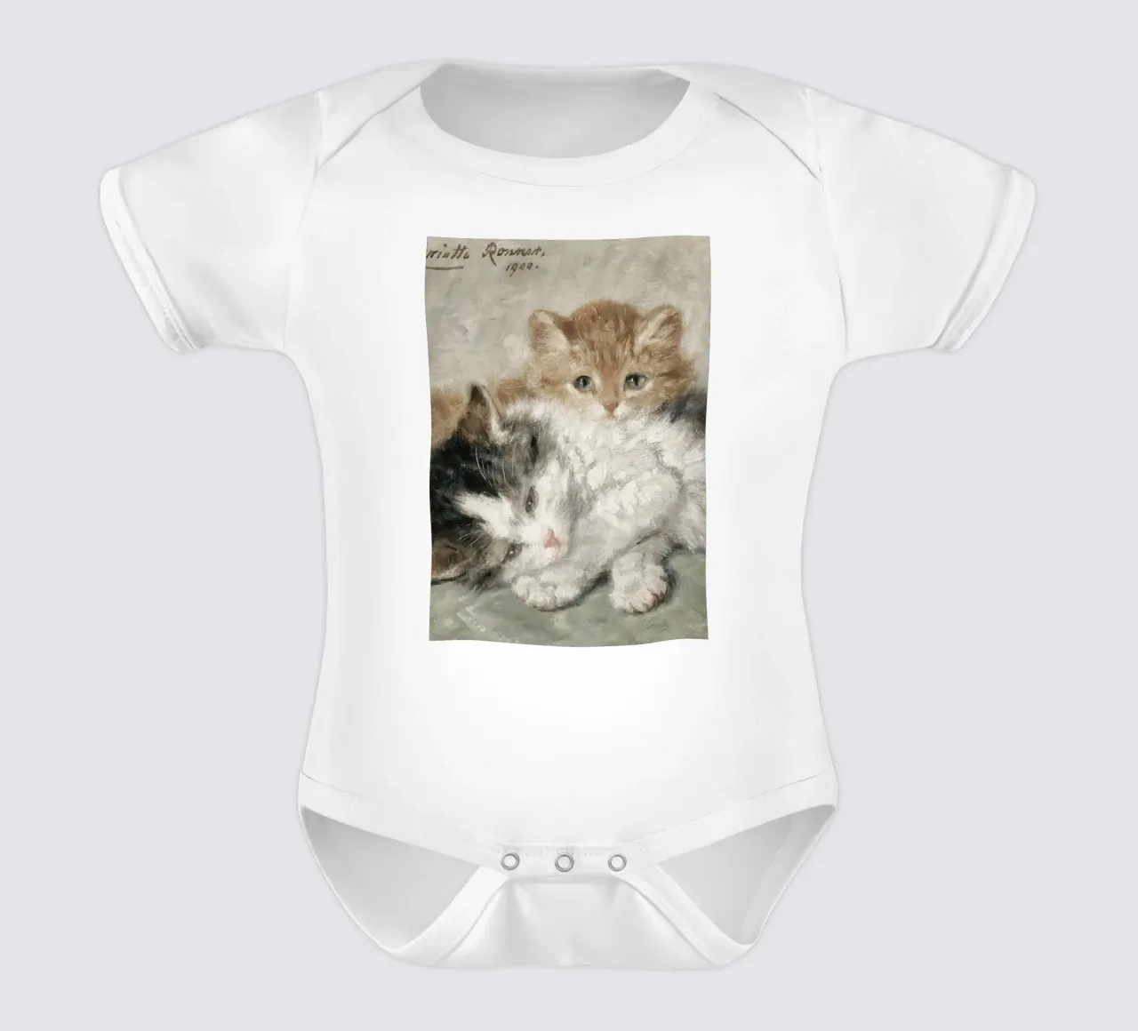 Henriette Ronner-Knip: Kuschelige Kätzchen (1900) Kunstdruck Kurzarm Babybody von ClubArt
