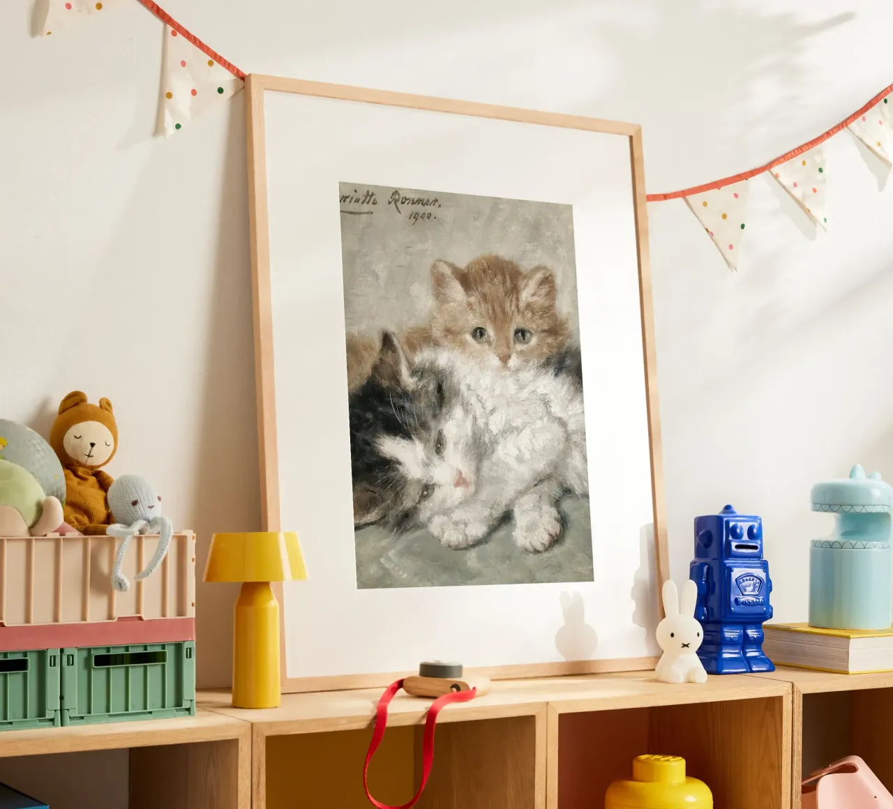 Henriette Ronner-Knip: Kuschelige Kätzchen (1900) Kunstdruck Poster mit Kunststoffrahmen von ClubArt