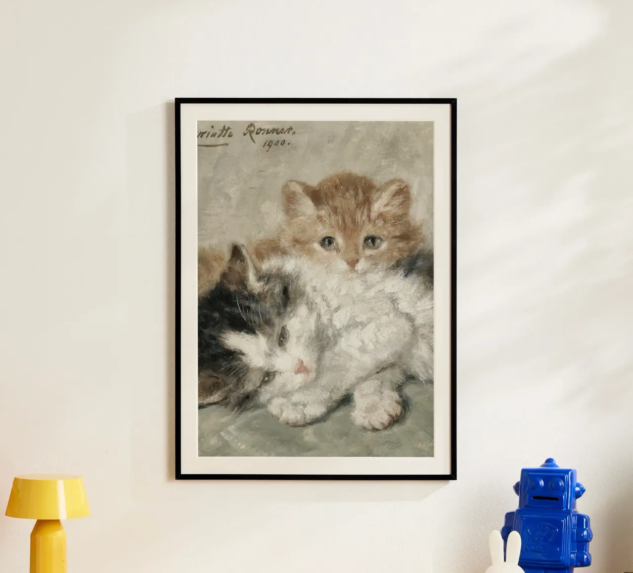 Henriette Ronner-Knip: Kuschelige Kätzchen (1900) Kunstdruck Poster mit Kunststoffrahmen von ClubArt