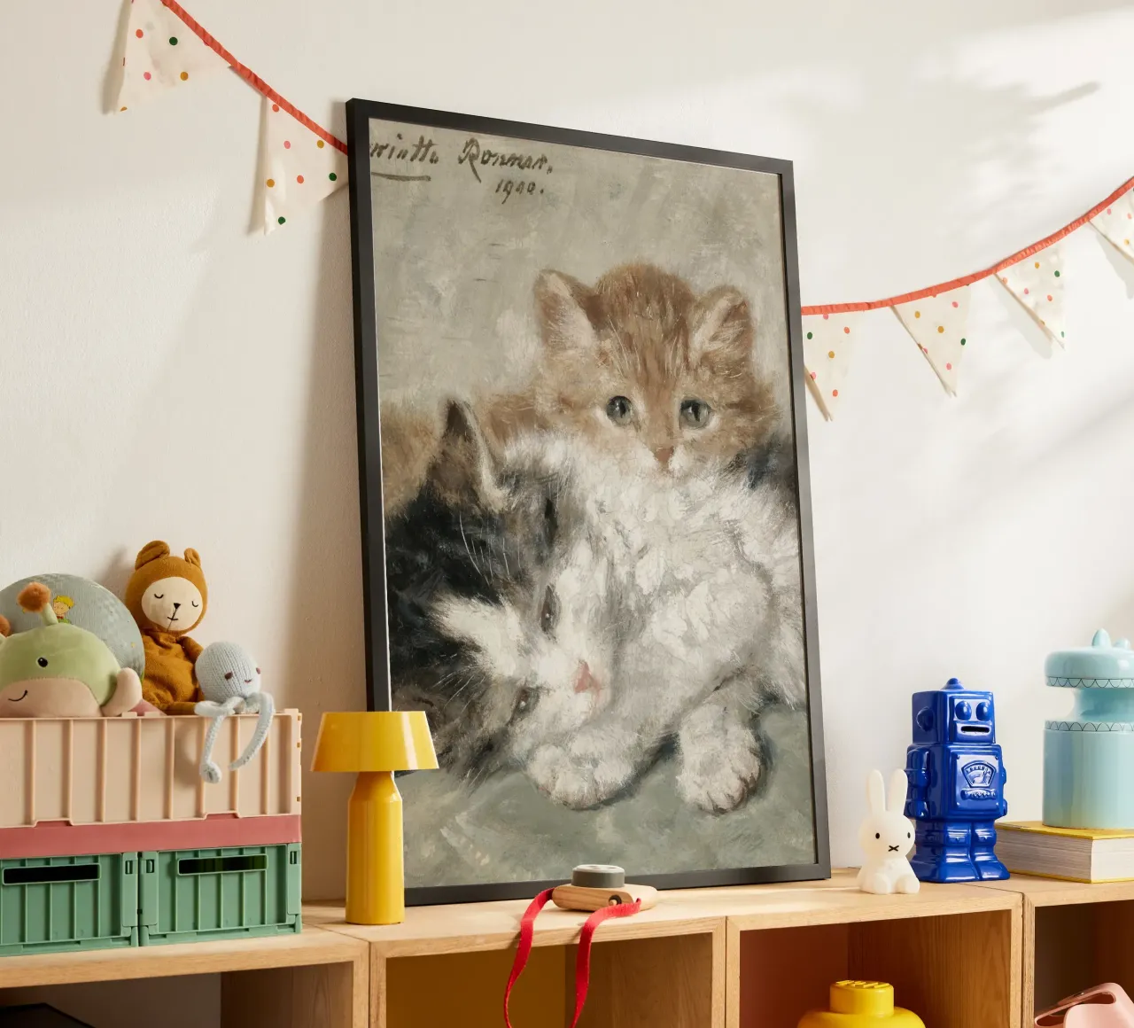Henriette Ronner-Knip: Kuschelige Kätzchen (1900) Kunstdruck Poster mit Kunststoffrahmen von ClubArt