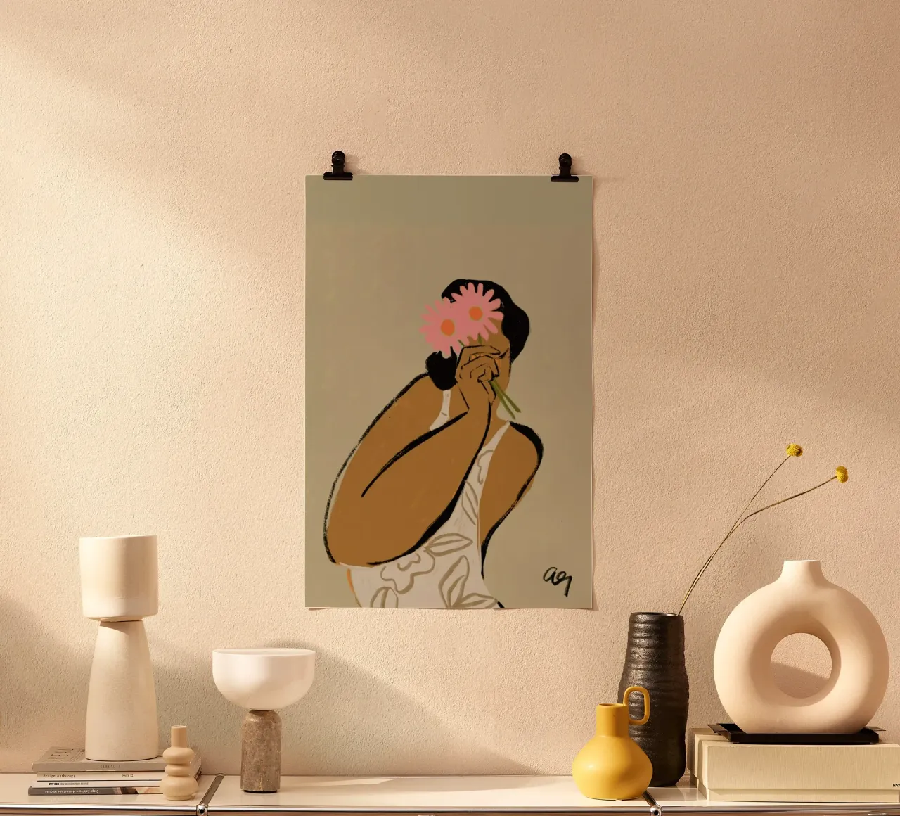 Flowers Tinted Glasses poster con telaio in plastica da Arty Guava