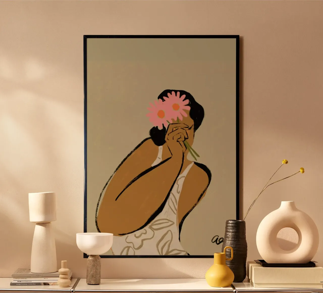 Flowers Tinted Glasses poster con telaio in plastica da Arty Guava