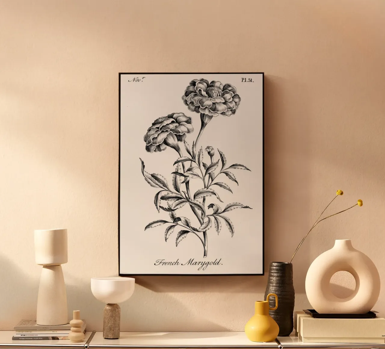 Incisione botanica d'epoca: Fiore di calendula francese plexiglass da ClubArt