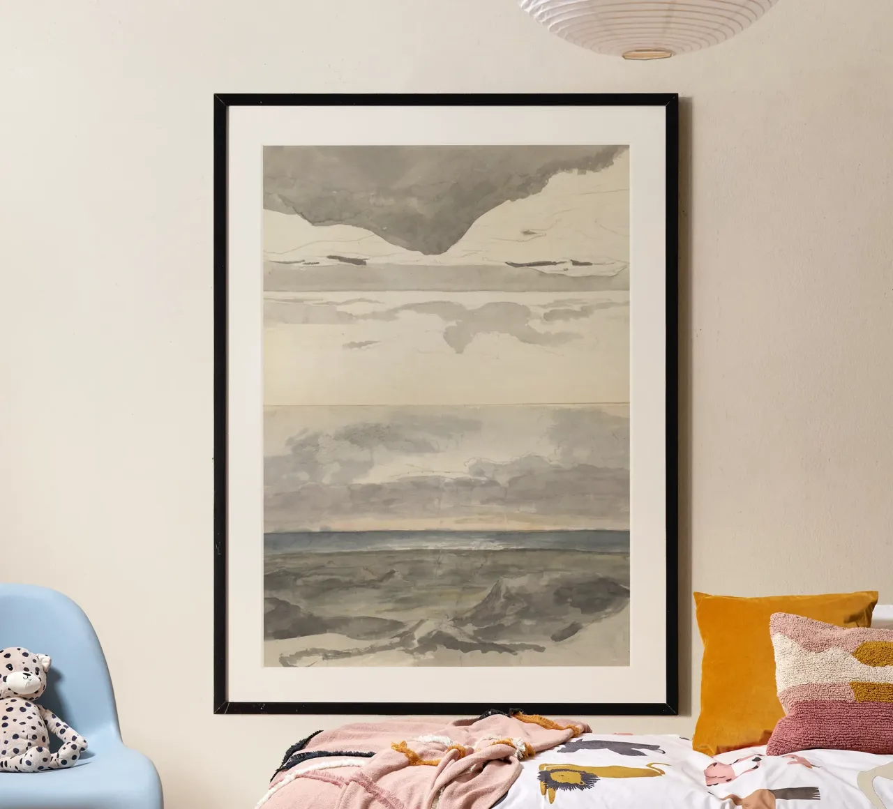 Studi sul cielo romantico: Formazioni nuvolose sul paesaggio poster con telaio in plastica da ClubArt