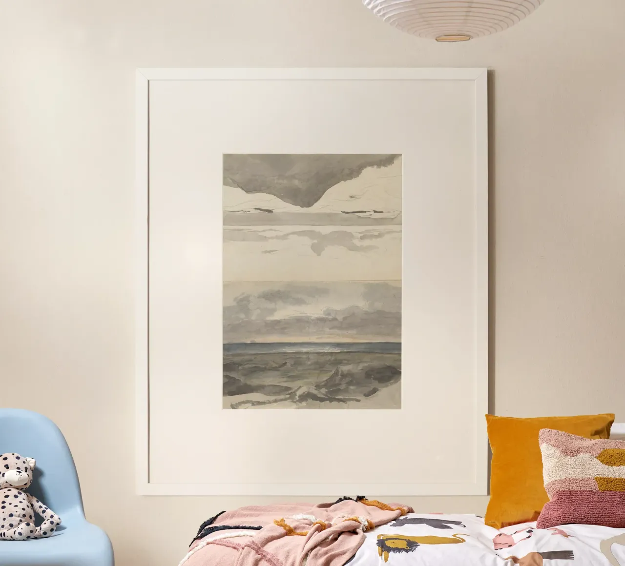 Studi sul cielo romantico: Formazioni nuvolose sul paesaggio poster con telaio in plastica da ClubArt