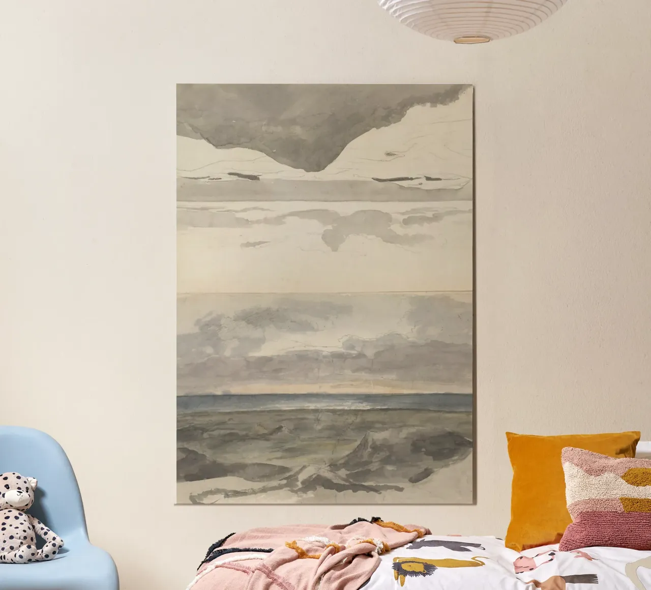 Studi sul cielo romantico: Formazioni nuvolose sul paesaggio poster con telaio in plastica da ClubArt