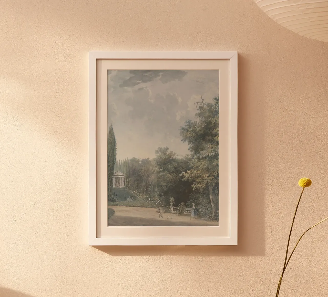 Giardino neoclassico: Paesaggio con follia e figure poster con telaio in alluminio da ClubArt