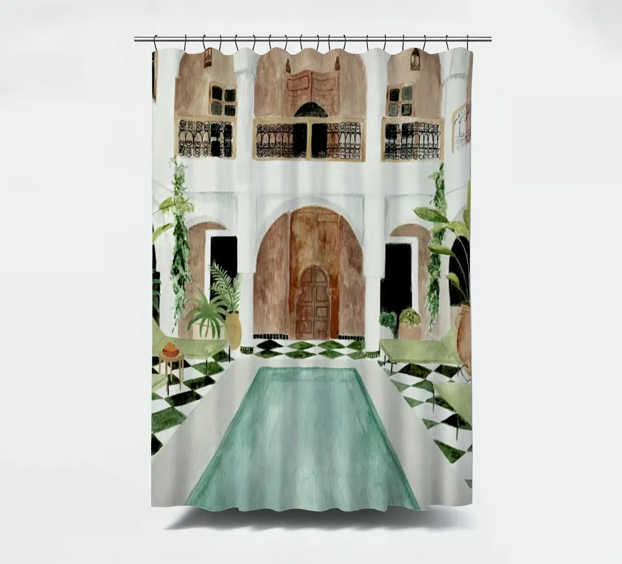 Riad shower curtain by Isabelle Vandeplassche