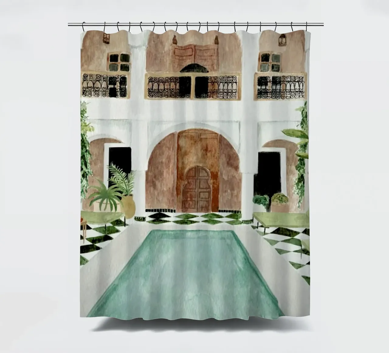 Riad shower curtain by Isabelle Vandeplassche