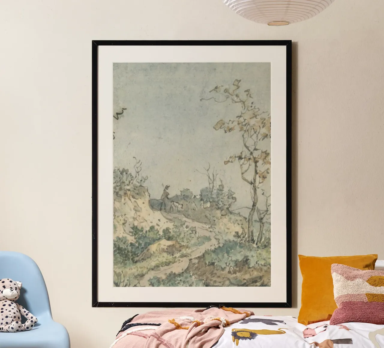 Rustic Landscape Sketch: Figure with Dog on Path hahnemühle by ClubArt