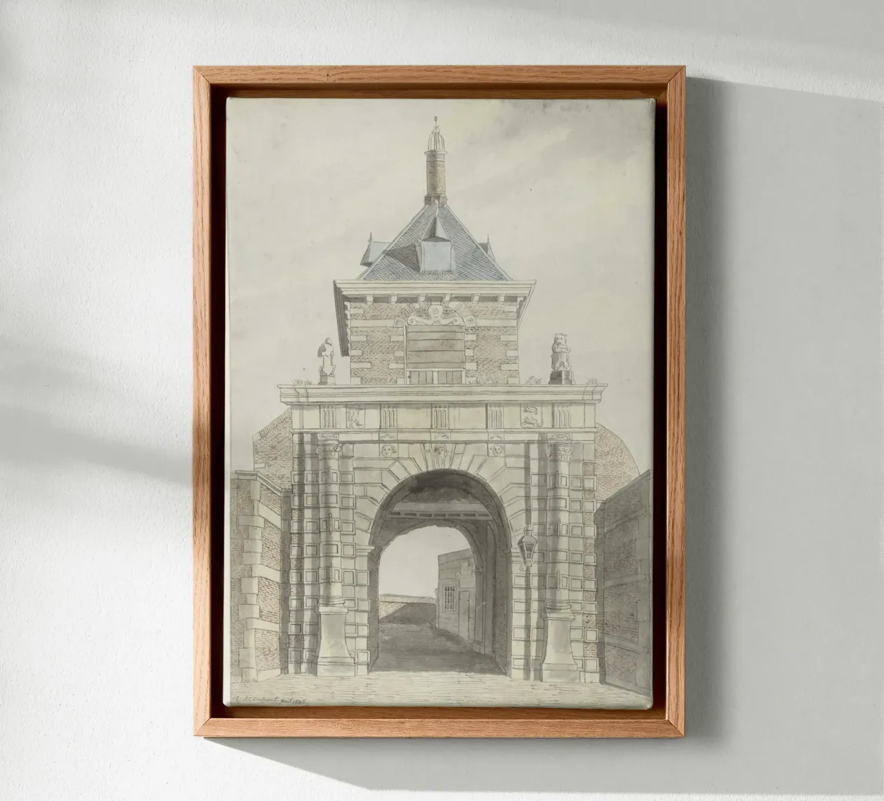 1818 Archway Drawing: Historic Brick & Stone Gateway canvas with Floater frame by ClubArt