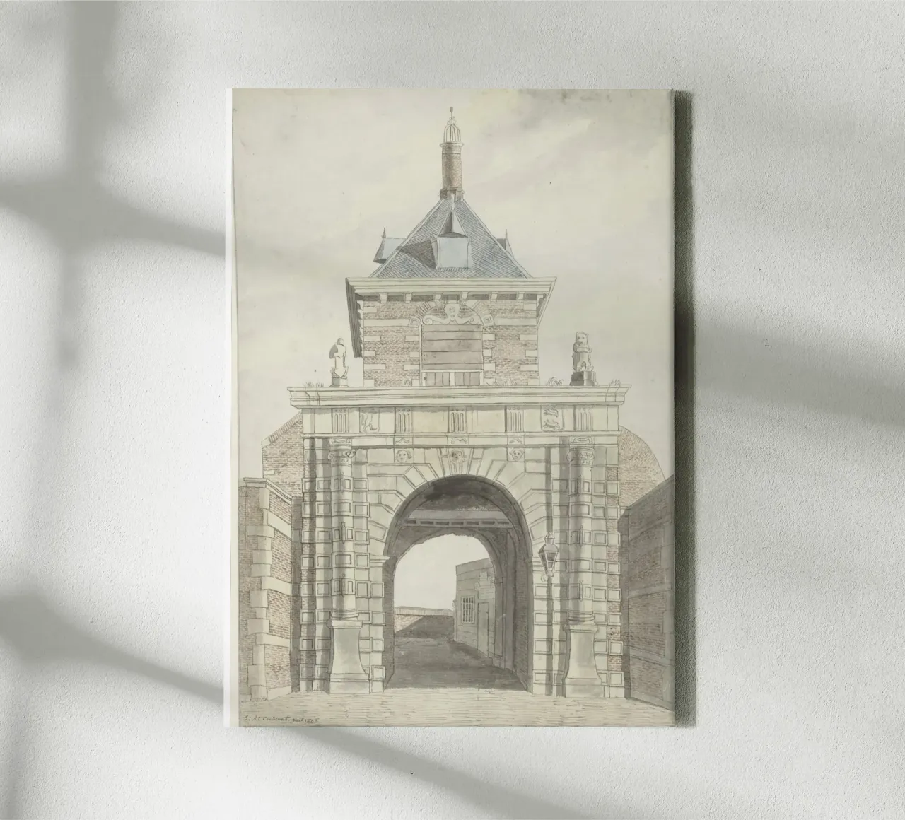 1818 Archway Drawing: Historic Brick & Stone Gateway canvas with Floater frame by ClubArt