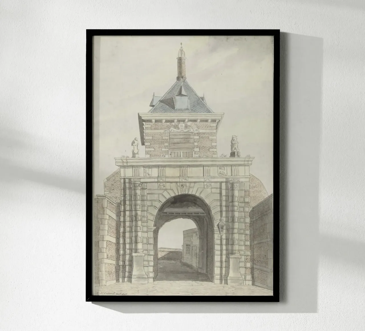 1818 Archway Drawing: Historic Brick & Stone Gateway poster by ClubArt
