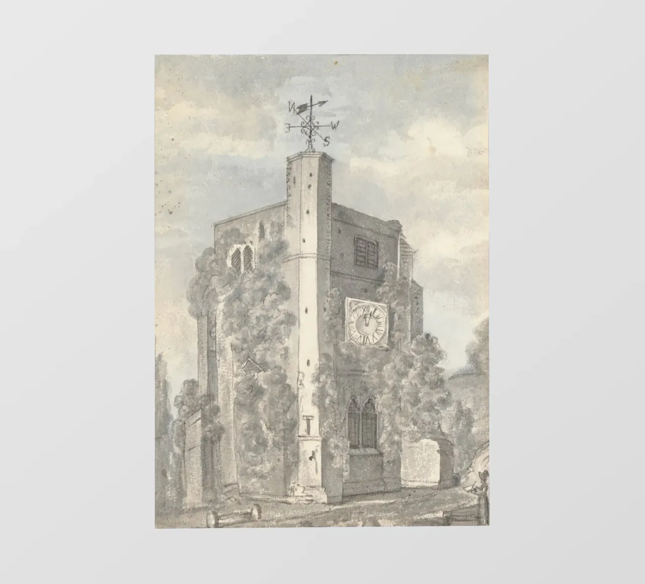 Torre della chiesa rustica: Pale meteorologiche e pareti rivestite d'edera telo in pvc da ClubArt