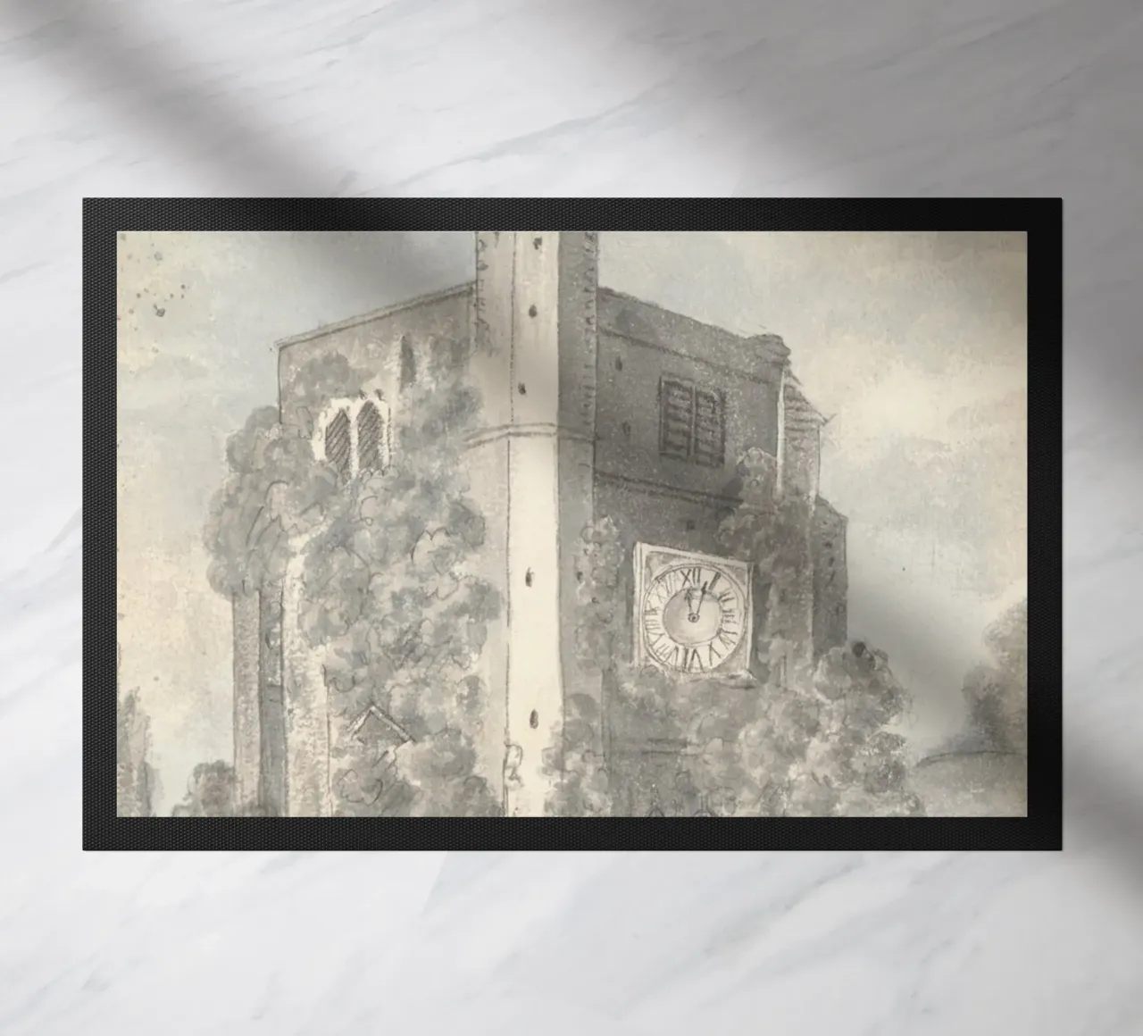Torre della chiesa rustica: Pale meteorologiche e pareti rivestite d'edera zerbino da ClubArt