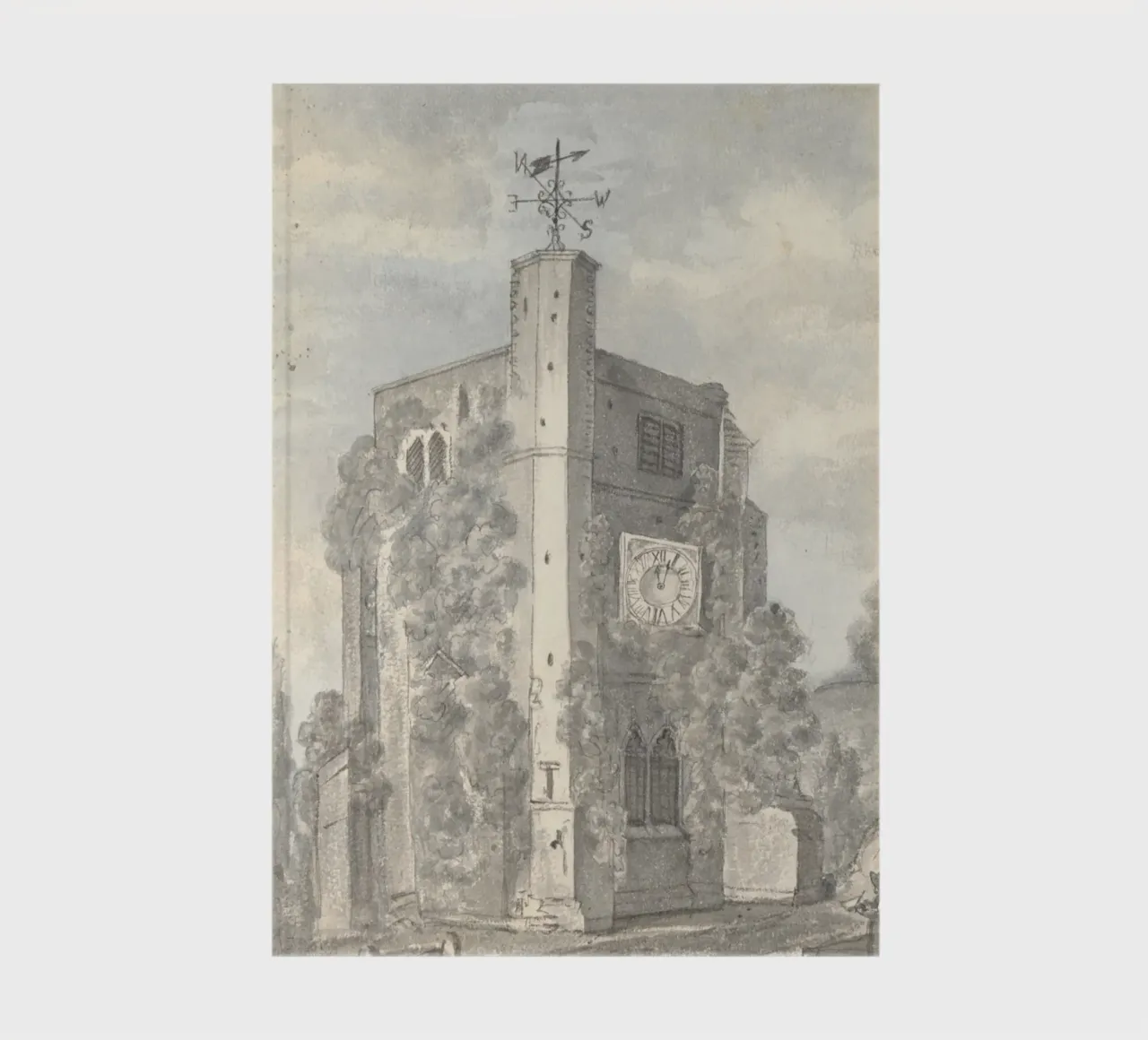 Rustic Church Tower: Weather Vane & Ivy-Clad Walls notebook by ClubArt