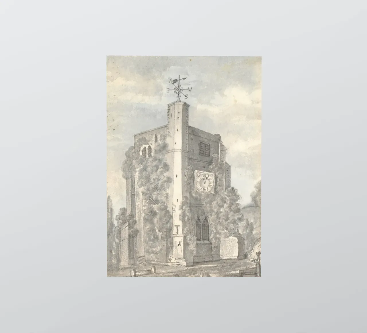 Rustikaler Kirchturm: Wetterfahne und efeubewachsene Mauern Sticker von ClubArt