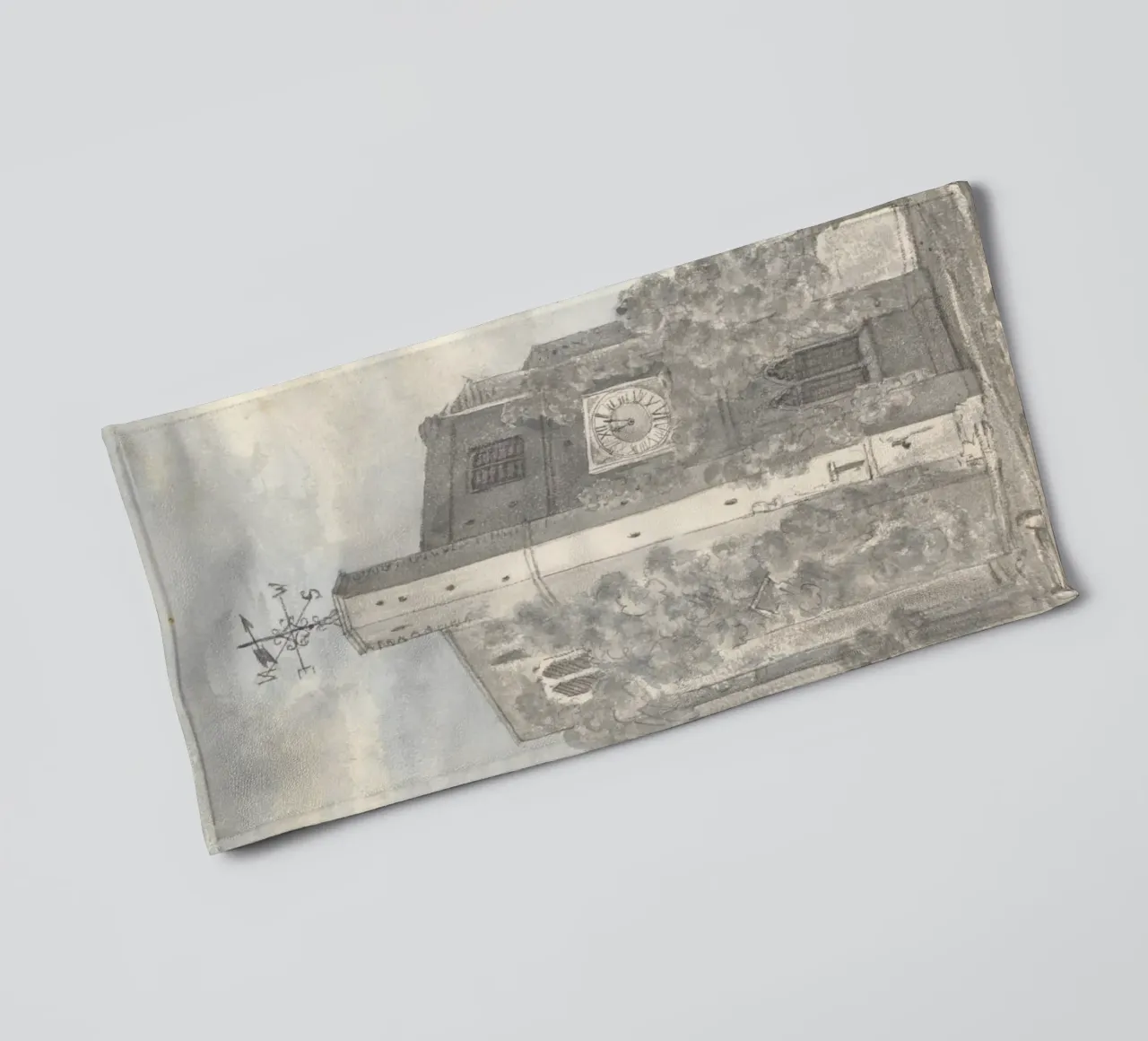 Rustic Church Tower: Weather Vane & Ivy-Clad Walls towel by ClubArt