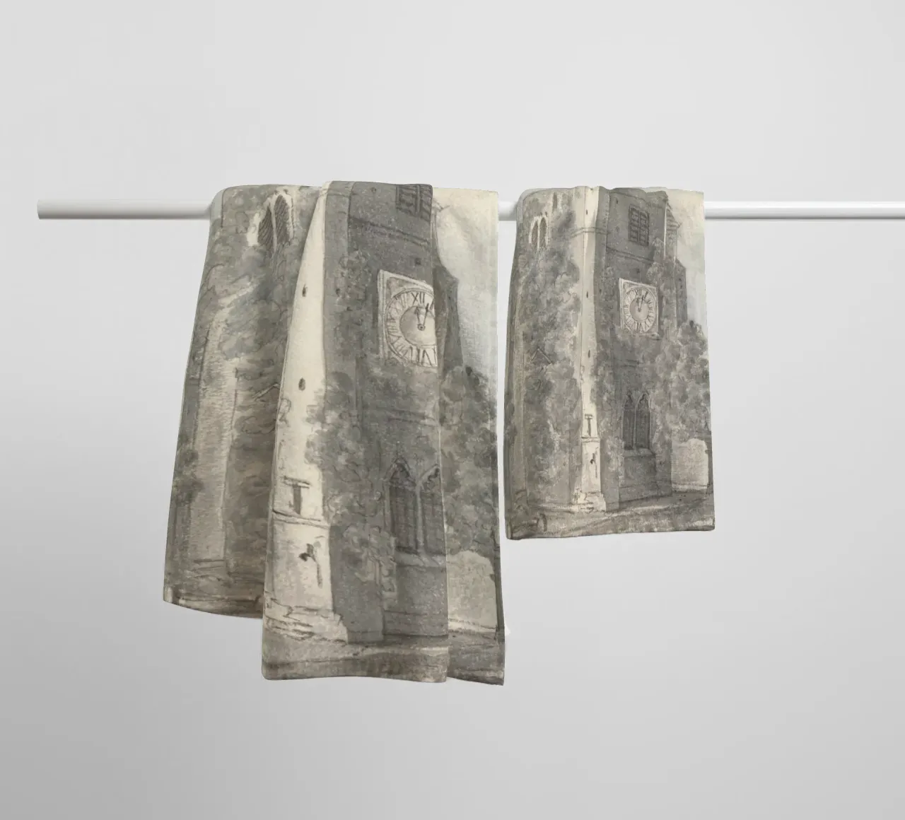 Rustic Church Tower: Weather Vane & Ivy-Clad Walls towel by ClubArt