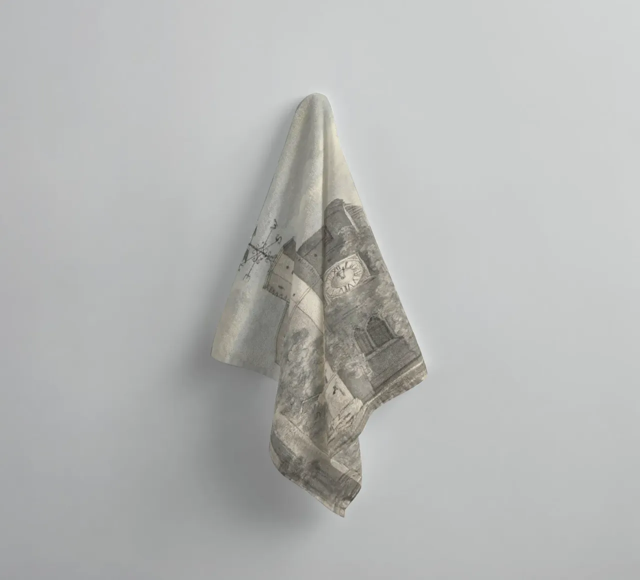 Rustic Church Tower: Weather Vane & Ivy-Clad Walls towel by ClubArt