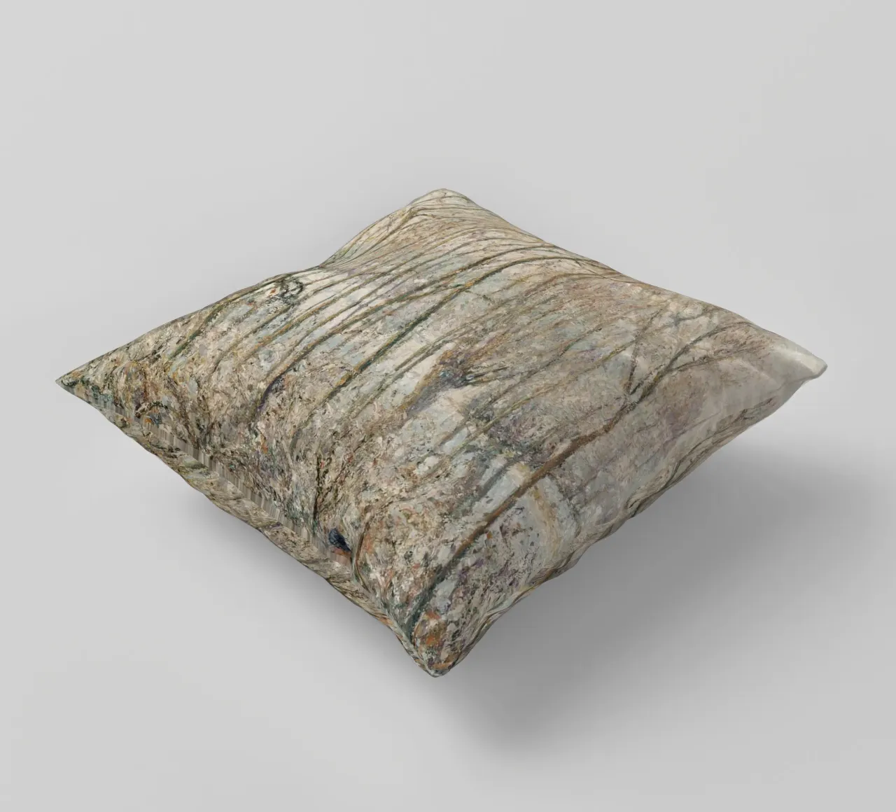 Impressionist Winter: Snowy Path with Lone Figure & Trees decorative cushion by ClubArt