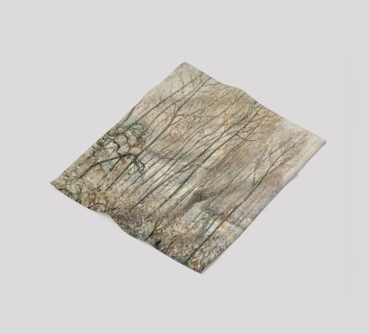 Impressionist Winter: Snowy Path with Lone Figure & Trees fleece blanket by ClubArt