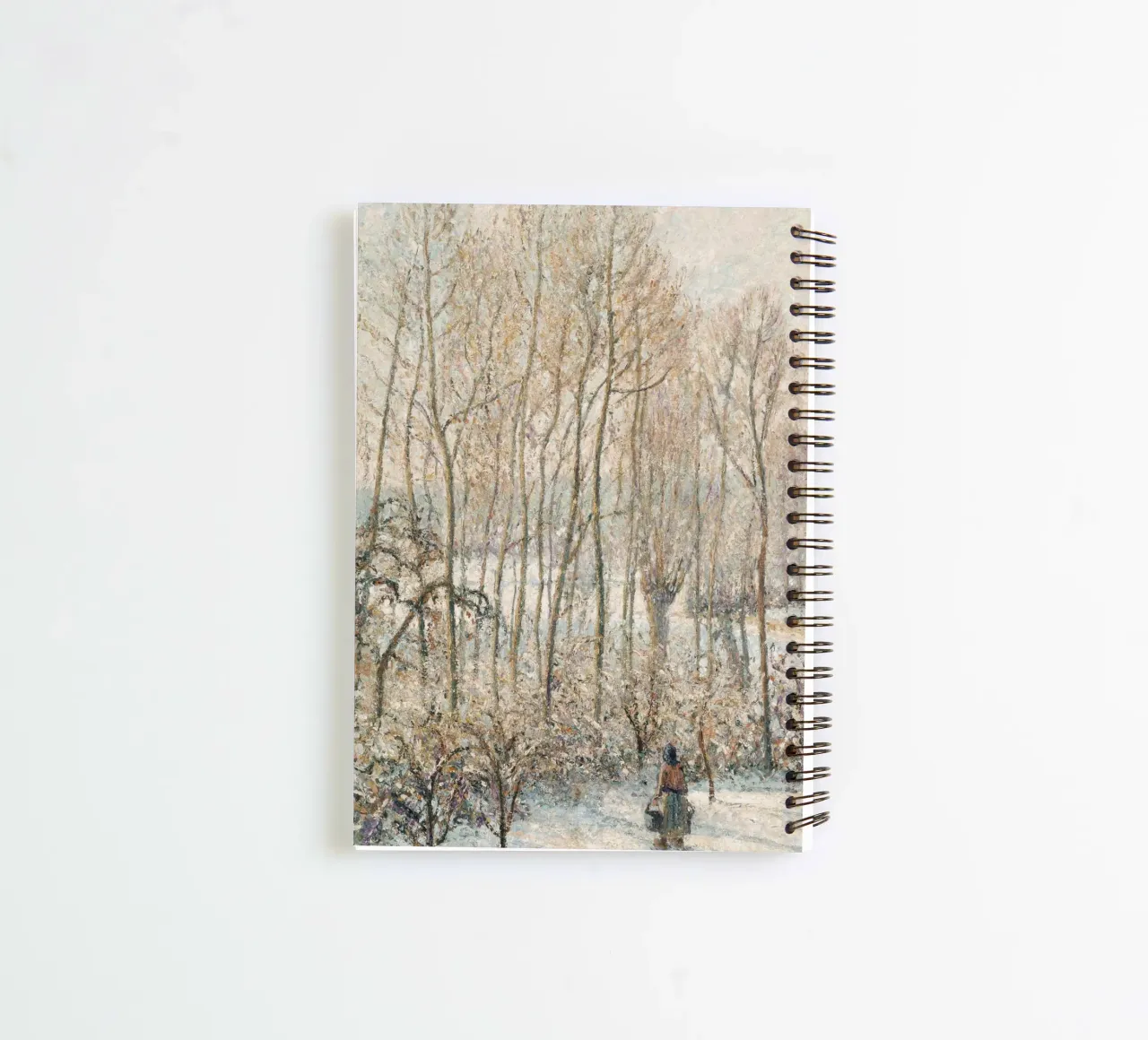 Impressionist Winter: Snowy Path with Lone Figure & Trees spiral notebook by ClubArt