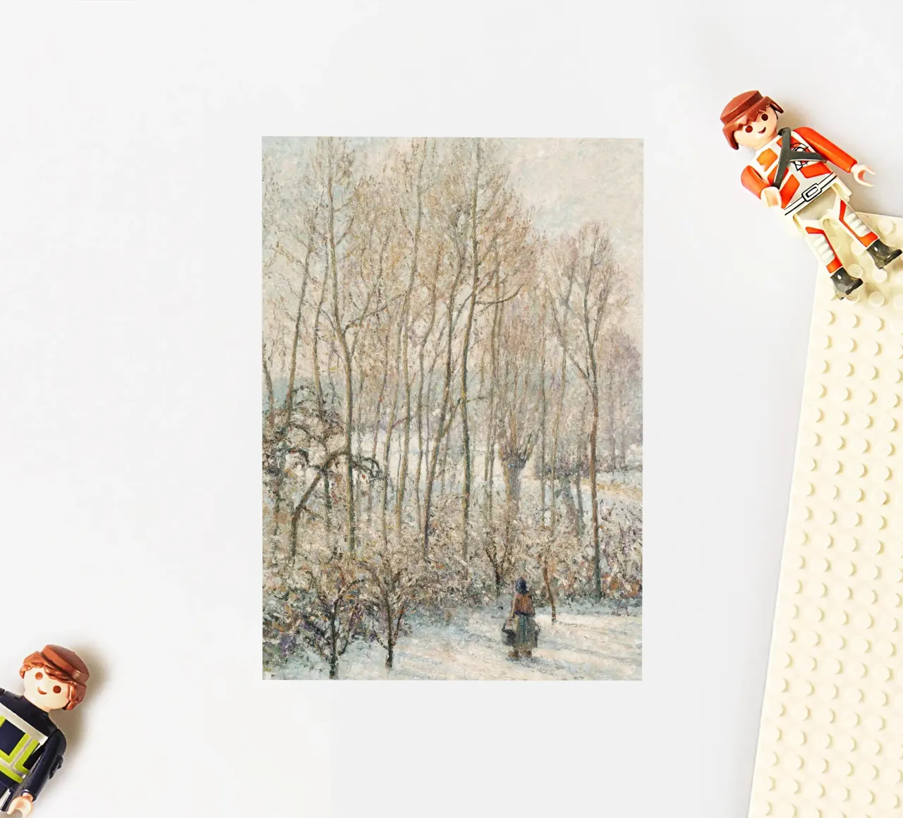 Impressionist Winter: Snowy Path with Lone Figure & Trees sticker by ClubArt