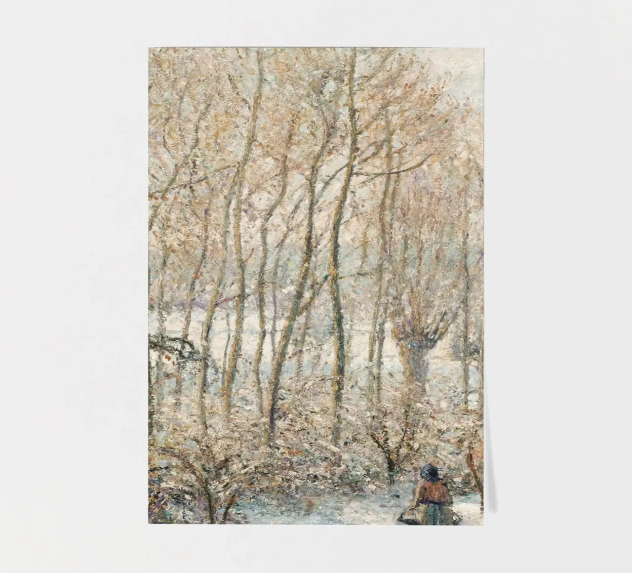 Impressionist Winter: Snowy Path with Lone Figure & Trees sticker sheet by ClubArt