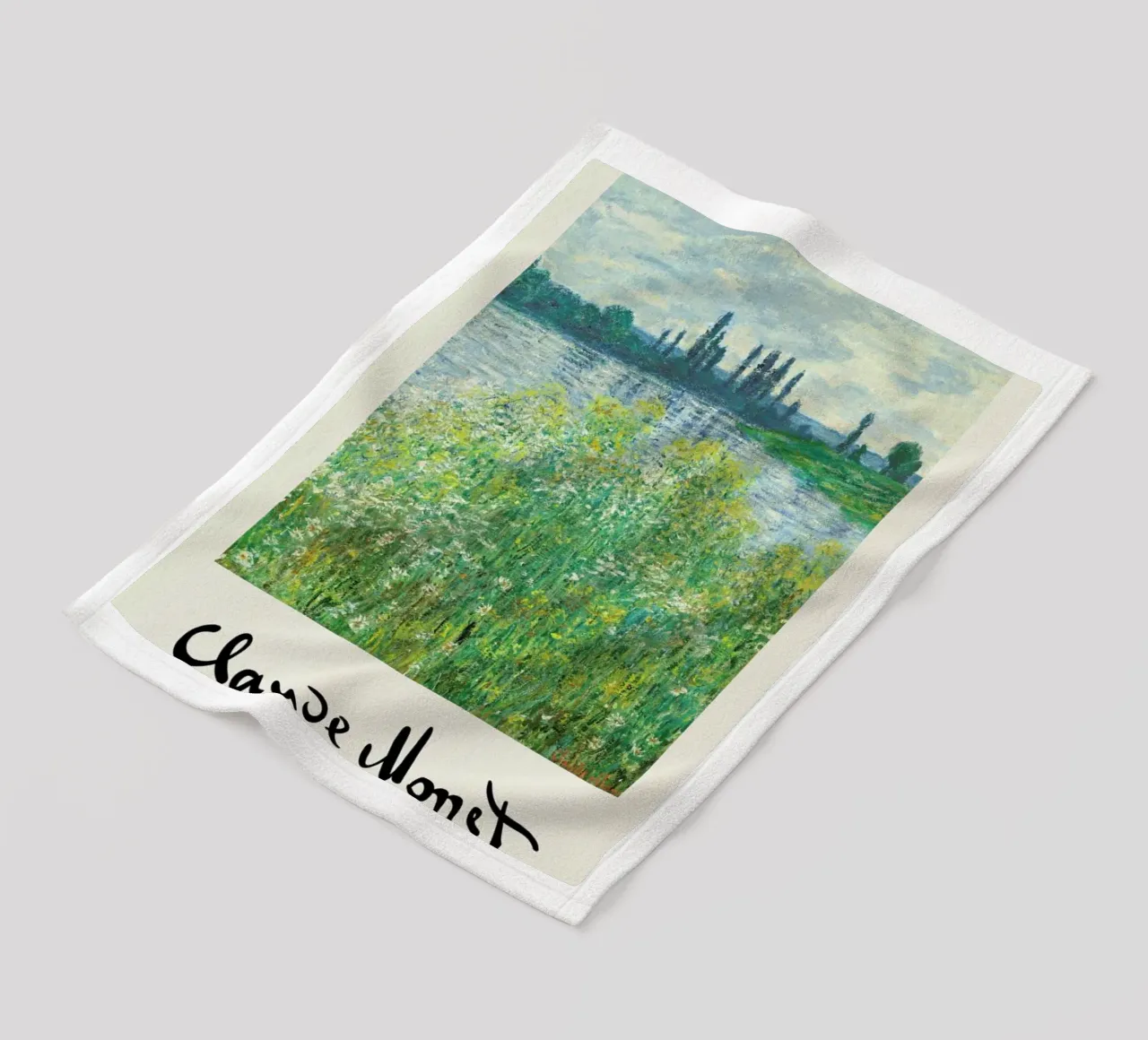 Monet – Signed Banks of the Seine coperta in pile da Vintage by JUNIQE