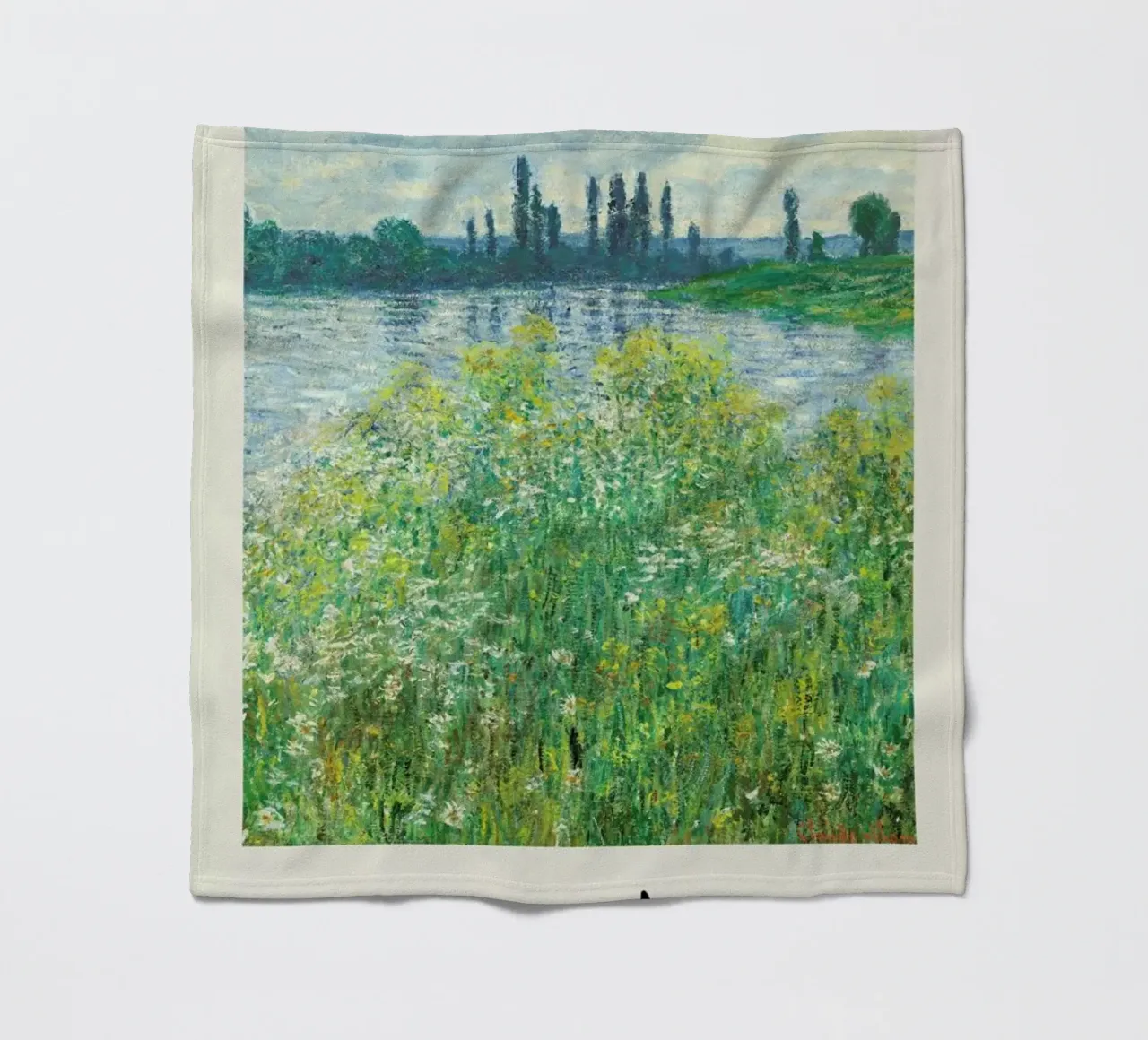 Monet – Signed Banks of the Seine coperta in pile da Vintage by JUNIQE