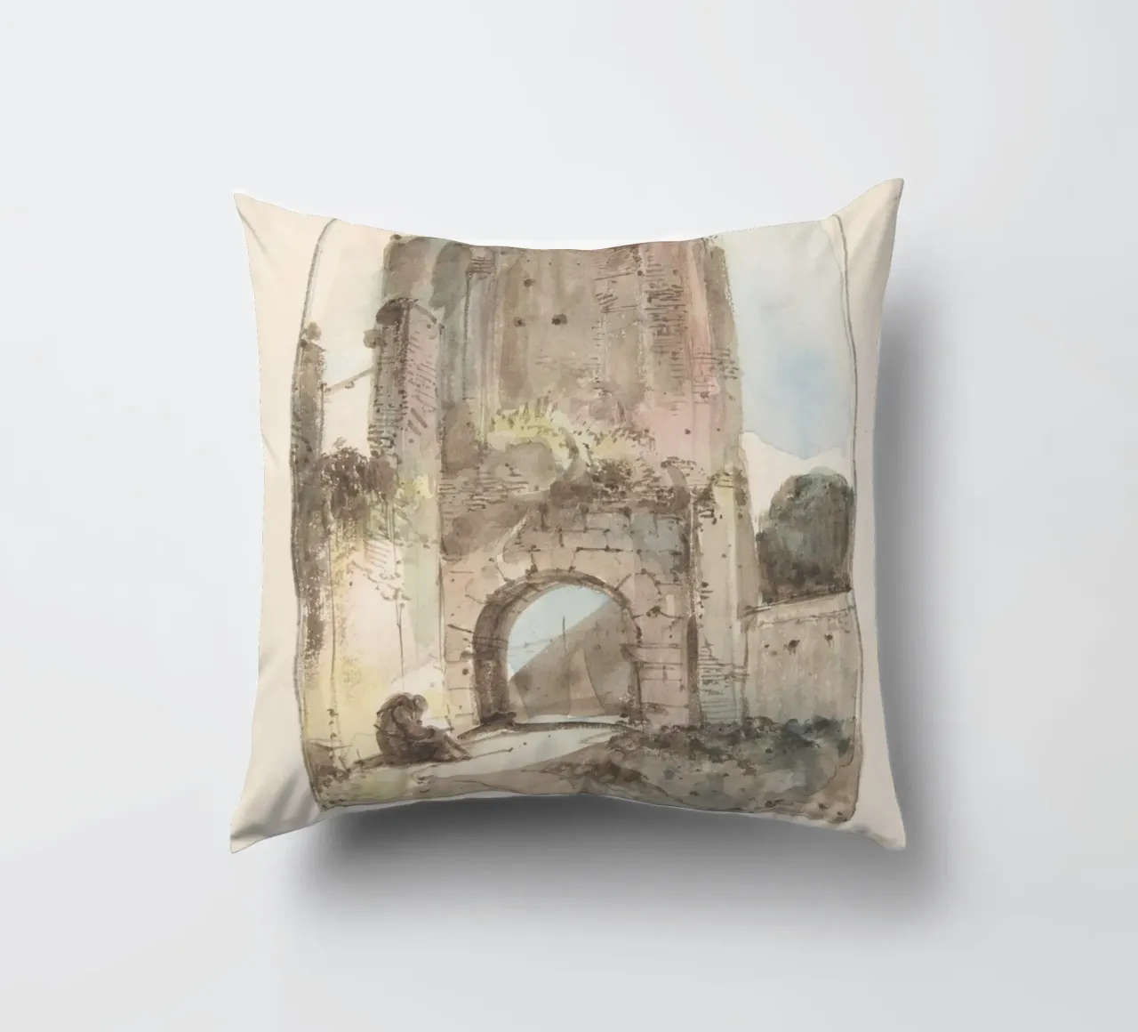 Rovine classiche: Figura seduta di Ancient Archway Art cuscino da ClubArt