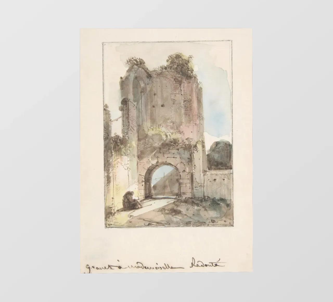 Rovine classiche: Figura seduta di Ancient Archway Art pellicola backlit da ClubArt