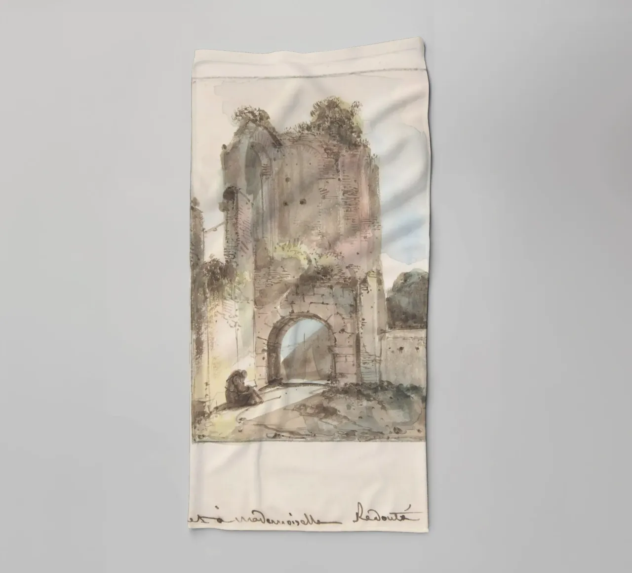 Rovine classiche: Figura seduta di Ancient Archway Art asciugamano da bagno da ClubArt