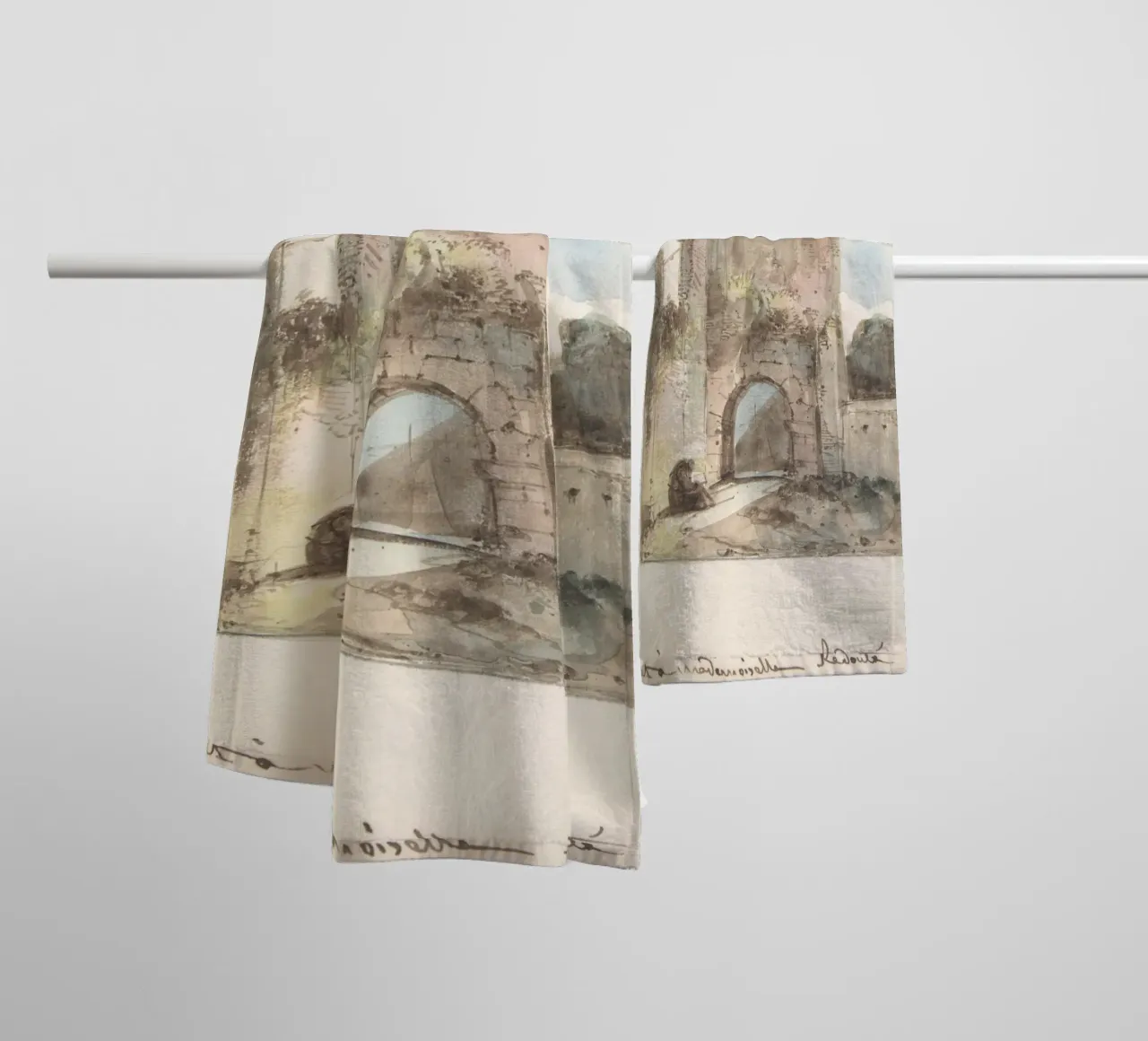 Rovine classiche: Figura seduta di Ancient Archway Art asciugamano da bagno da ClubArt