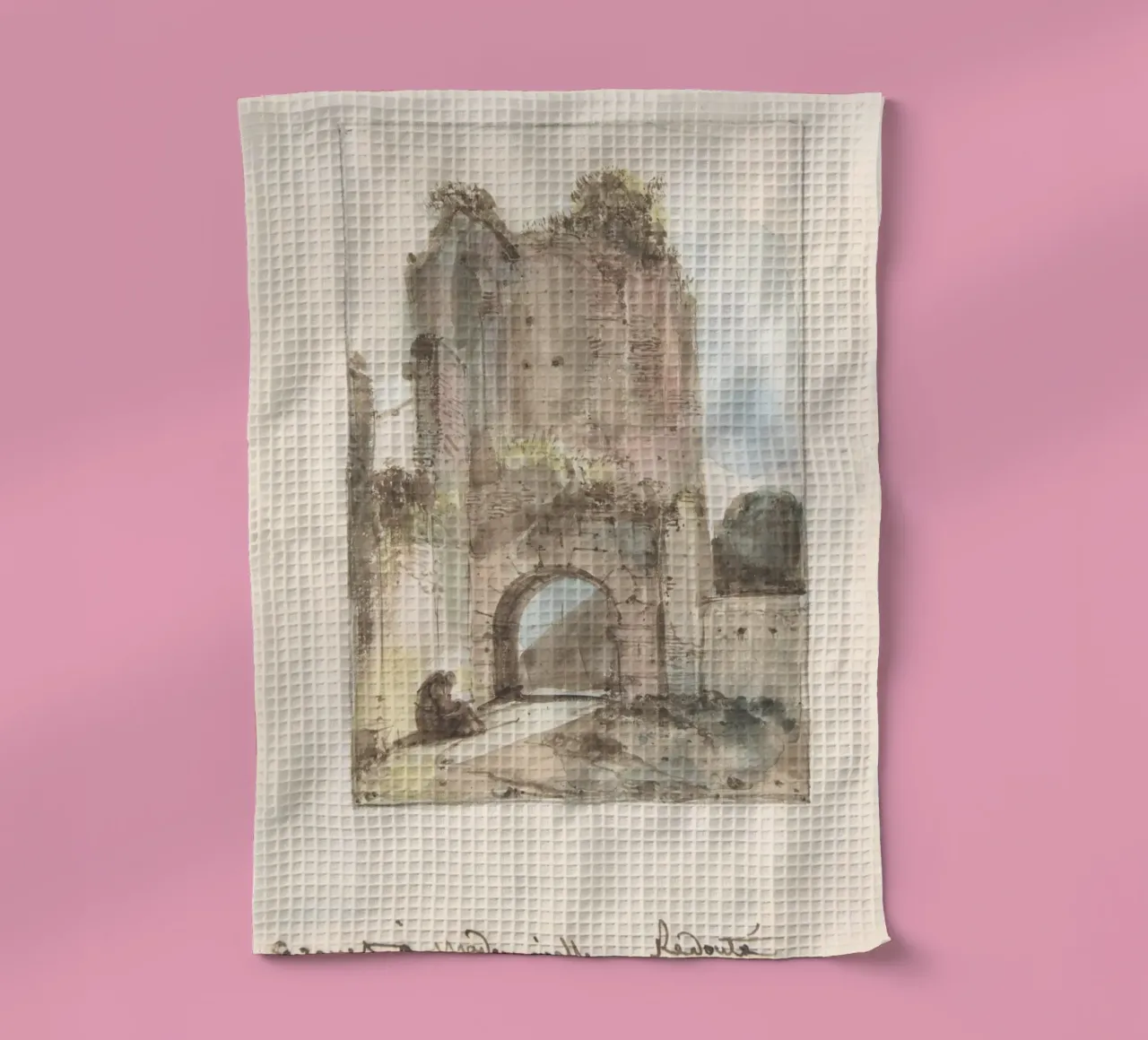 Rovine classiche: Figura seduta di Ancient Archway Art canovaccio da cucina da ClubArt
