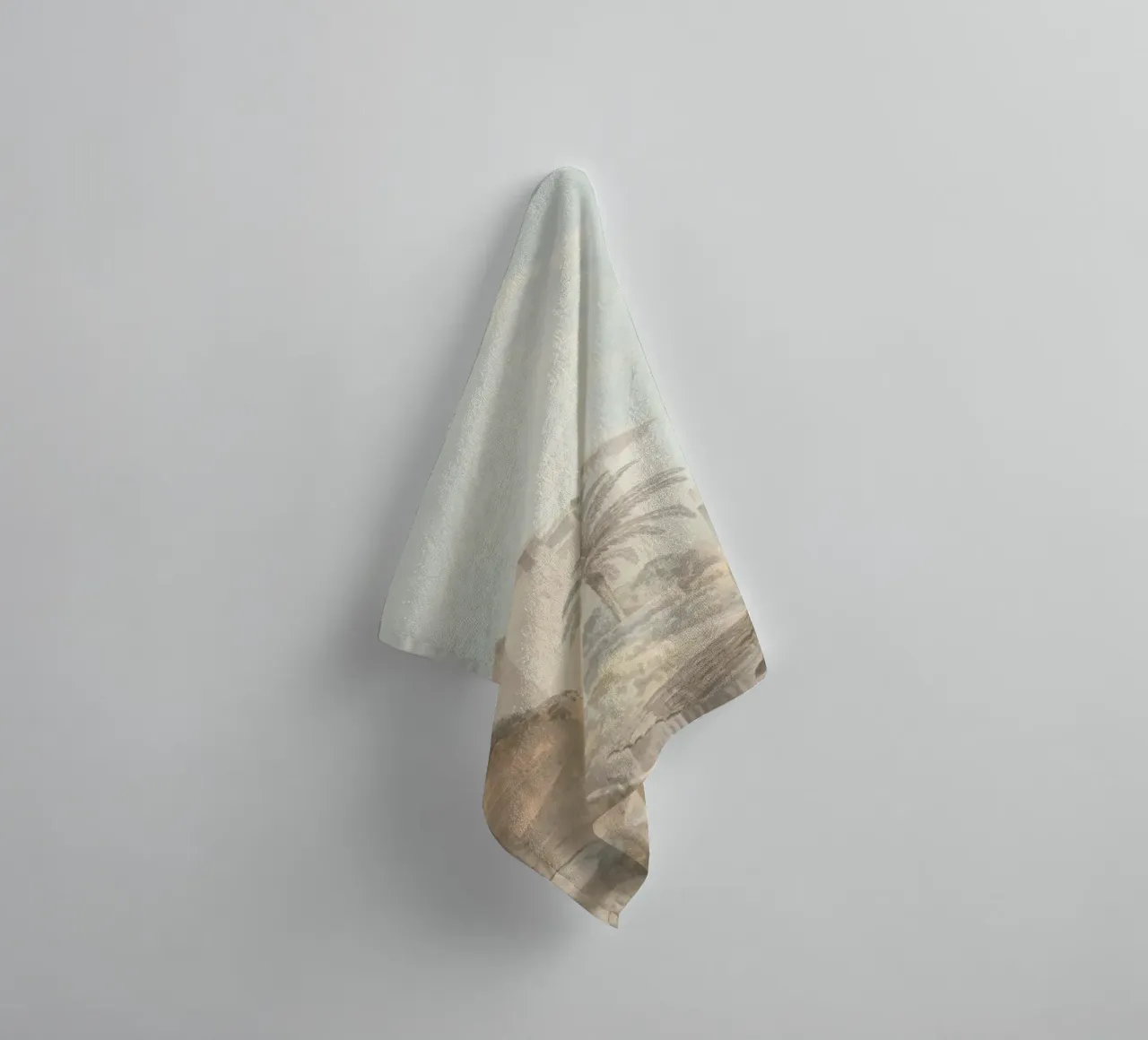 Mediterranean Hillside: Palm Tree & Historic Architecture towel by ClubArt