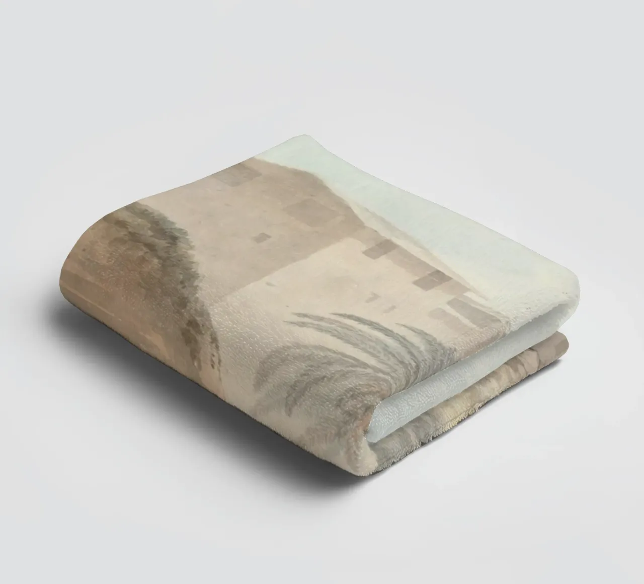 Mediterranean Hillside: Palm Tree & Historic Architecture towel by ClubArt
