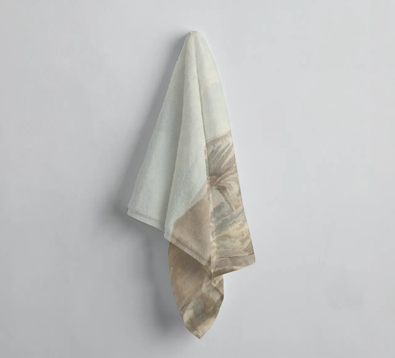Mediterranean Hillside: Palm Tree & Historic Architecture towel by ClubArt