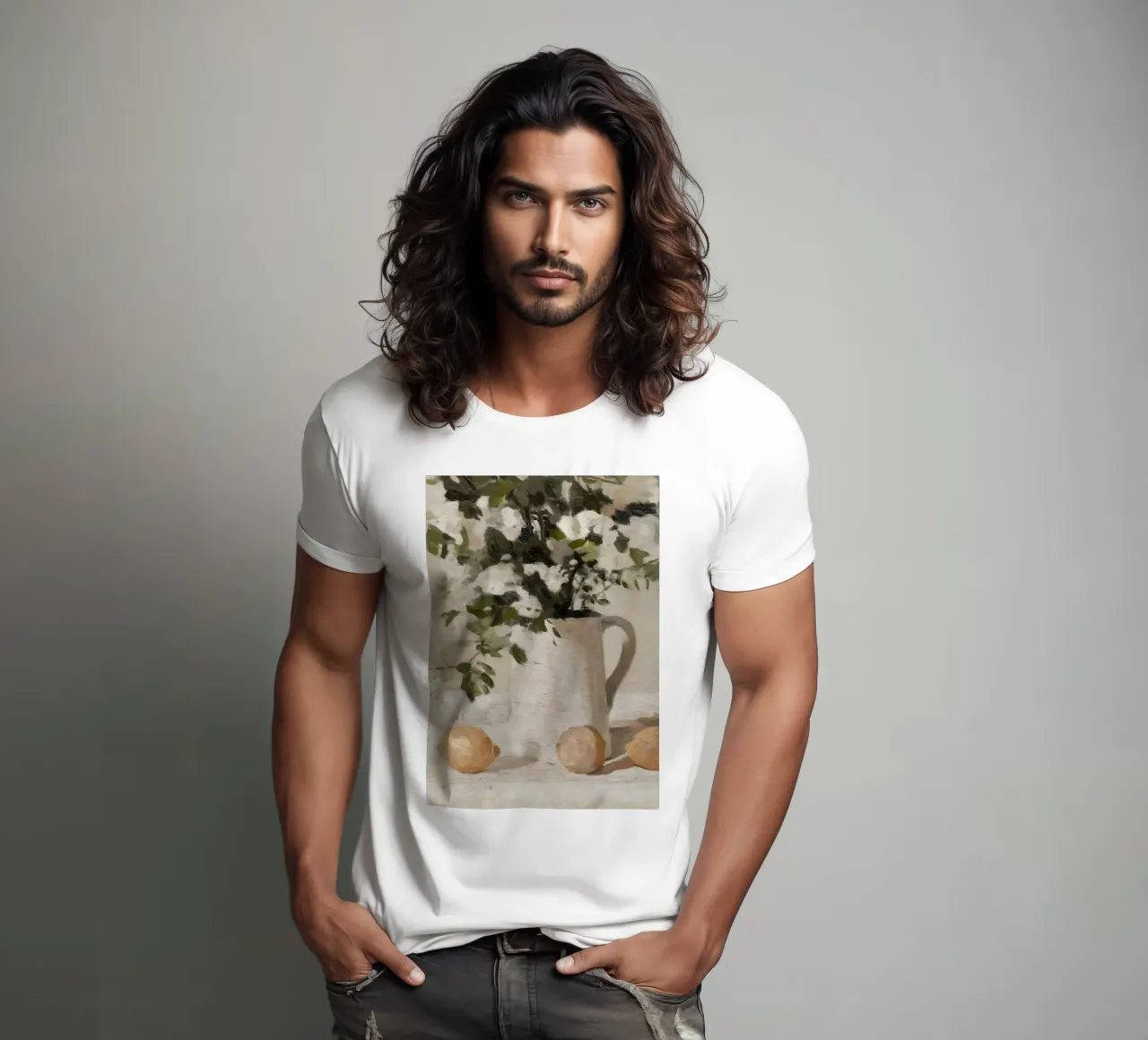 Nature morte impressionniste : Fleurs blanches et citrons t-shirt de ClubArt