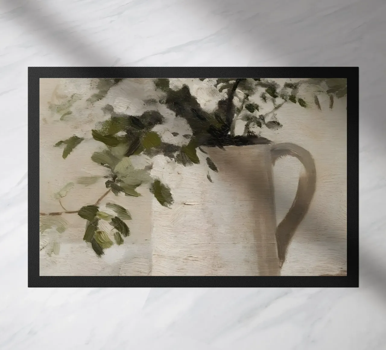 Impressionistic Still Life: White Blossoms & Lemons doormat by ClubArt